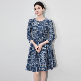 「高货wl」全新升级【铂金会员349/天猫469/差价120】(95649)洛诗琳重工刺绣盘花连衣裙2025秋季气质收腰系带显瘦A字裙