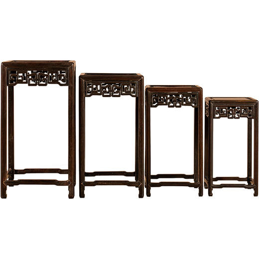 清	红木透雕拐子纹套几（一套四只） 商品图5