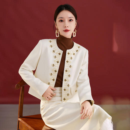 QS秋冬新款羊毛开衫外套设计感门襟百搭日常通勤气质款长袖上衣2737 商品图0