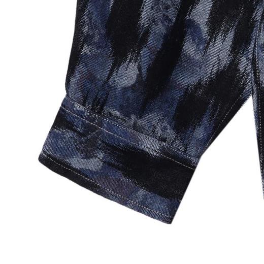 12447SDSA秋冬新款痞帅男装嘻哈复古撞色印花纽扣翻领长袖衬衫百搭衬衣 商品图4