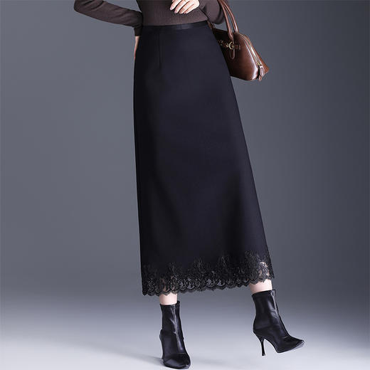 垂感修身蕾丝直筒裙，松紧腰通勤半身裙显瘦长款A字裙MYX-KYL-033-L 商品图1