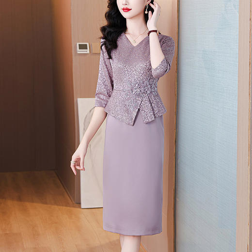 雀说高级感礼服裙秋季新款时尚优雅紫色连衣裙AL7712 商品图1