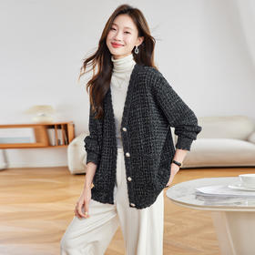 SC21-9735-2582025秋冬漂亮大码外套显瘦遮肉胖mm秋装上衣2025新款高级感开衫女