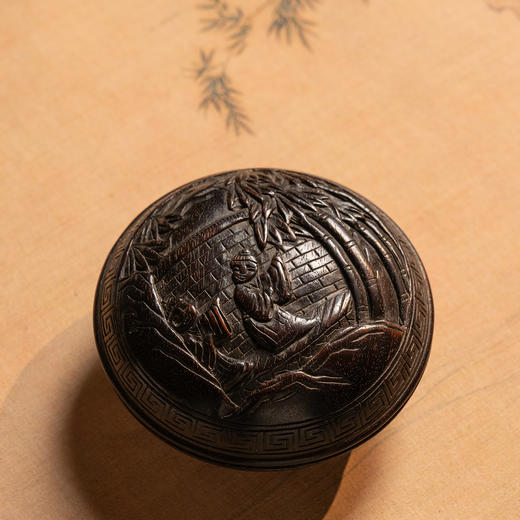 清	紫檀人物圆香盒 商品图1