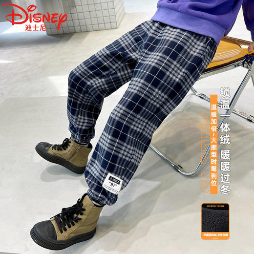 迪士尼男童加绒裤子一体绒冬季儿童运动裤秋冬加厚男大童卫裤长裤 商品图1