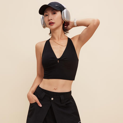 跃牌【海听系列】扭结防震美背运动背心固定杯普拉提瑜伽服上衣XC101 商品图3
