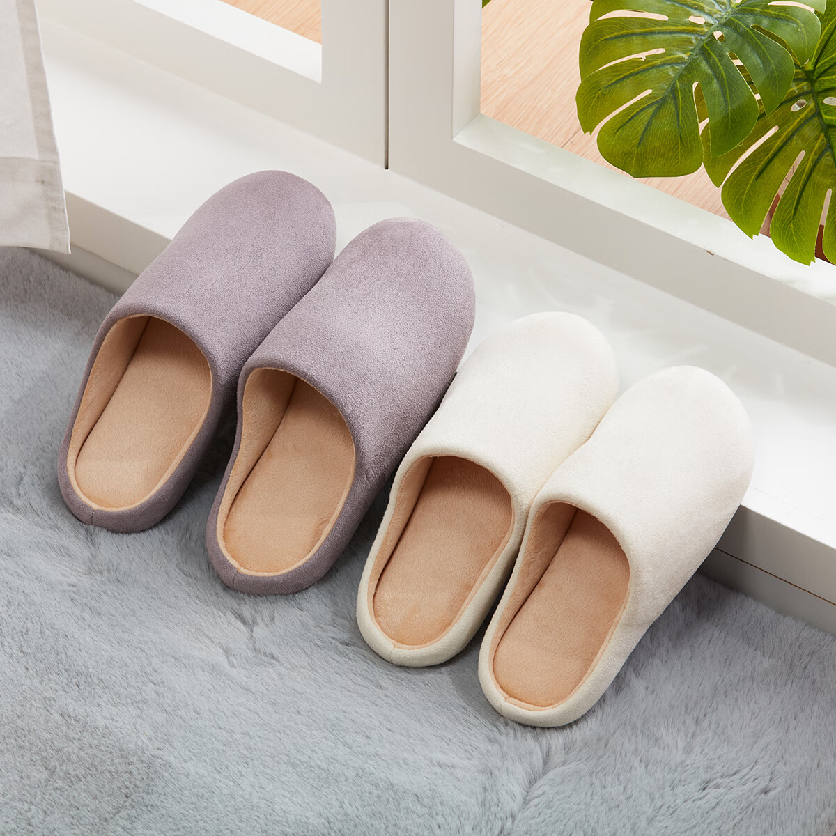  秋冬室内拖鞋麂皮绒拖鞋男女通用
