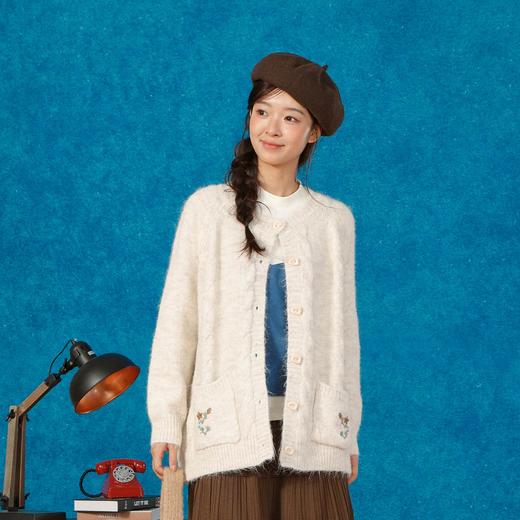 复古刺绣花朵口袋开衫毛衣-纪念日百货门店同款166543232 商品图0