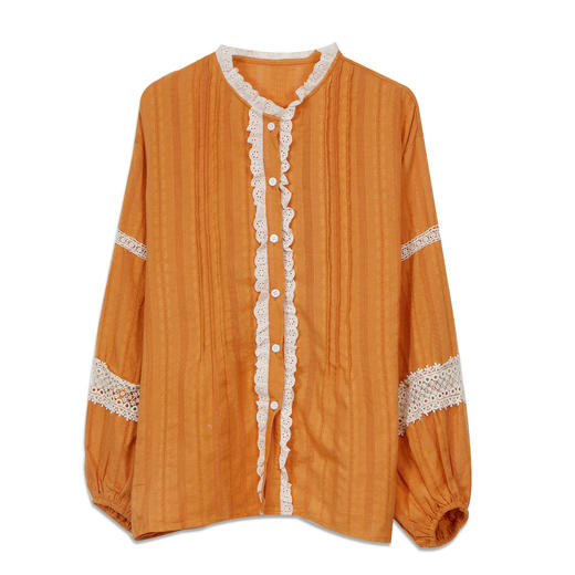 复古宫廷泡泡袖木耳边衬衫-纪念日百货门店同款164943460 商品图0