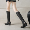 【预售7天】秋冬新款擦色尖头复古V口骑士靴高跟鞋加绒不过膝高筒长靴女KYD&10196 商品缩略图1