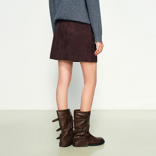 NEELLY纳俪商场同款秋季新款复古显白高腰短裙女简约显瘦A字裙N25094E04628 商品图1