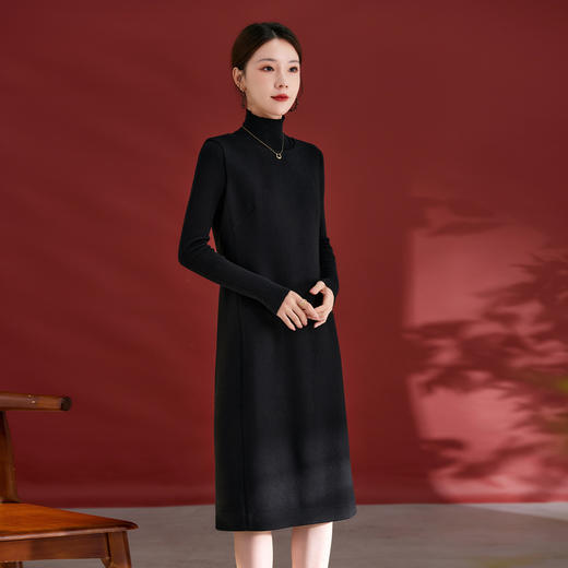 QS羊毛无袖连衣裙女秋冬新款气质纯色日常气质百搭裙子2753 商品图2