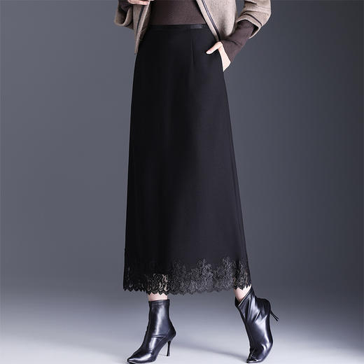 垂感修身蕾丝直筒裙，松紧腰通勤半身裙显瘦长款A字裙MYX-KYL-033-L 商品图2
