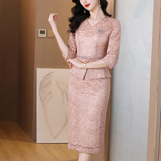 雀说秋季新款重工烫钻亮片连衣裙AL5516 商品图2