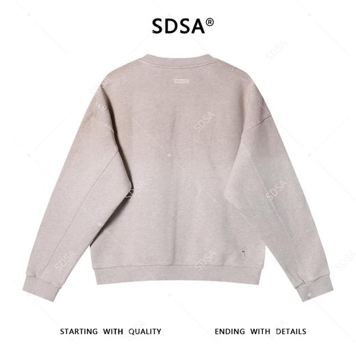 87629SDSA秋冬新款痞帅男装美式渐变破洞撞色印花字母圆领卫衣百搭宽松 商品图5