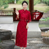 春秋红色国风中式长袖改良旗袍，出嫁外嫁回娘家SC17740 商品缩略图1