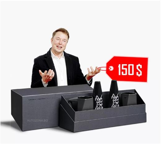 Tesla/特斯拉 Cyberstein 啤酒杯黑色陶瓷波状边缘握把 致敬 Cybertruck 棱角分明的车身 限量版套装 商品图0