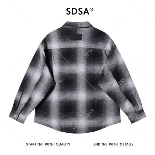 12569SDSA男士秋冬新款痞帅男装嘻哈撞色格纹纽扣翻领长袖衬衫休闲衬衣 商品图5