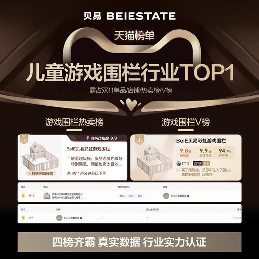 贝易彩虹地围栏宝宝婴儿学步爬爬垫围栏一体室内早教游戏防护栏【会员下单送：三通卡扣+小熊收纳箱。围栏+爬行垫套餐下单还送：独角兽摇马五合一不带坐垫！】 商品图1