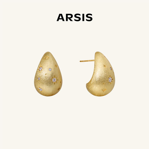 ARSIS｜纯真年代系列 丝光暖金水滴耳钉 商品图0