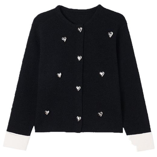 SC26-25002025新款早秋季小个子短款外套女好看爱心装饰白色开衫小外搭秋季 商品图4