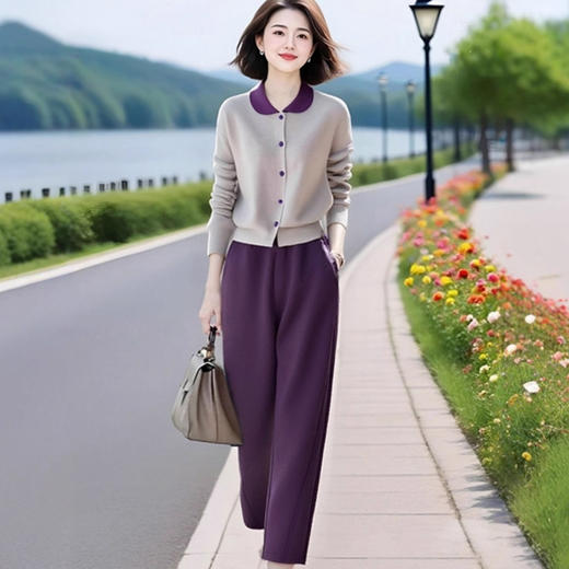 秋冬梨形身材盐系高级感休闲裤子套装G325A8508085G339A98129085 商品图3