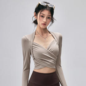 跃牌【海听系列】瑜伽服女秋冬固定杯运动上衣高颜值新款长袖XC49