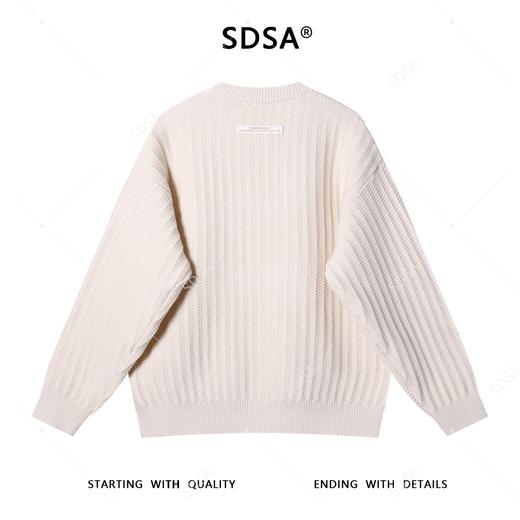 257101SDSA秋冬新款痞帅男装韩版纯色简约竖纹圆领针织衫百搭慵懒风毛衣 商品图5