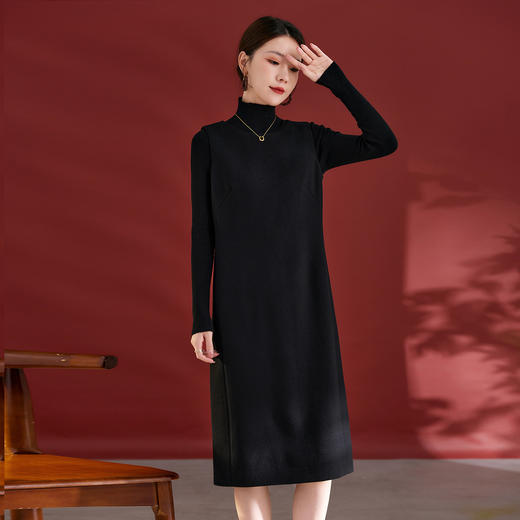 QS羊毛无袖连衣裙女秋冬新款气质纯色日常气质百搭裙子2753 商品图1