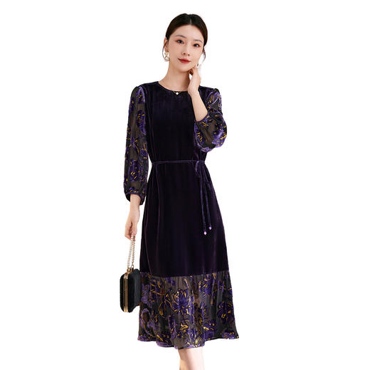 QS秋冬新款优雅法式复古宽松中长款连衣裙女气质国风款2327 商品图4