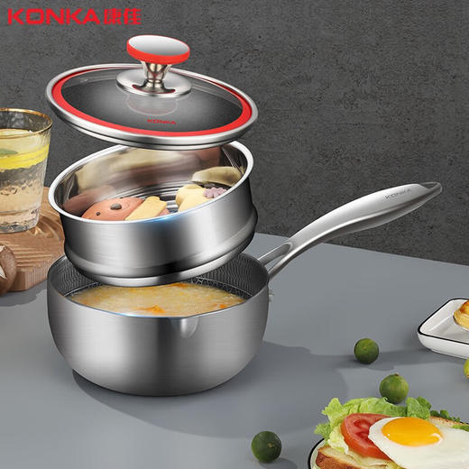 康佳（KONKA）304不锈钢奶锅蜂窝不粘锅不挑炉多功能三件套 商品图0