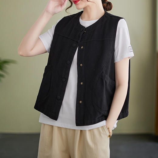 GYH 8761休闲马甲文艺范坎肩文艺复古显瘦马夹 商品图2