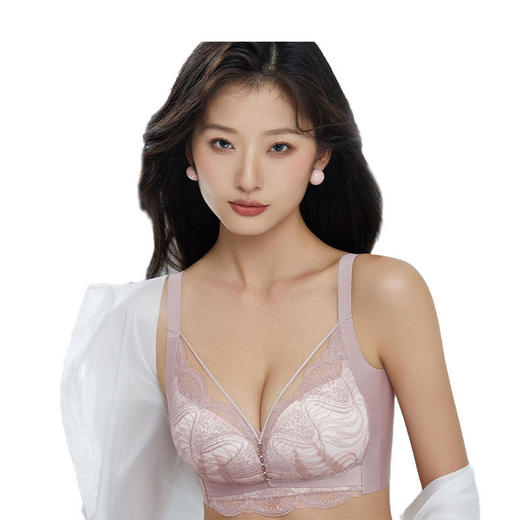 ZYQ-622  高档内衣薄款透气蕾丝性感美胸调整型纸片杯舒适收副乳无侧骨文胸（单件） 商品图4
