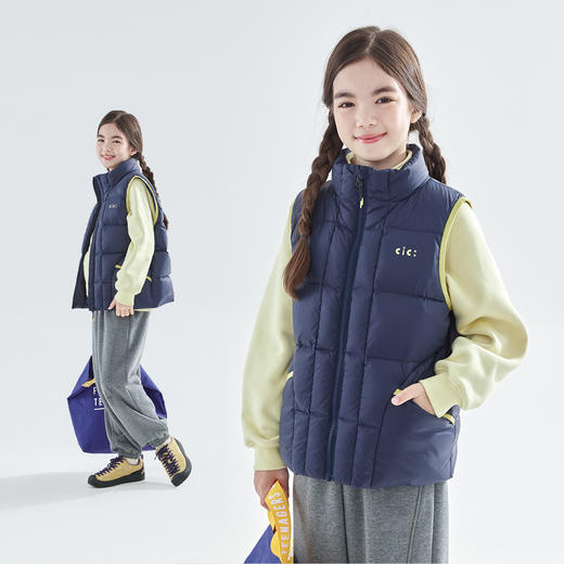 cicochild25年冬季新款亲子中大女童立领羽绒马甲叠穿防钻绒上衣 商品图2