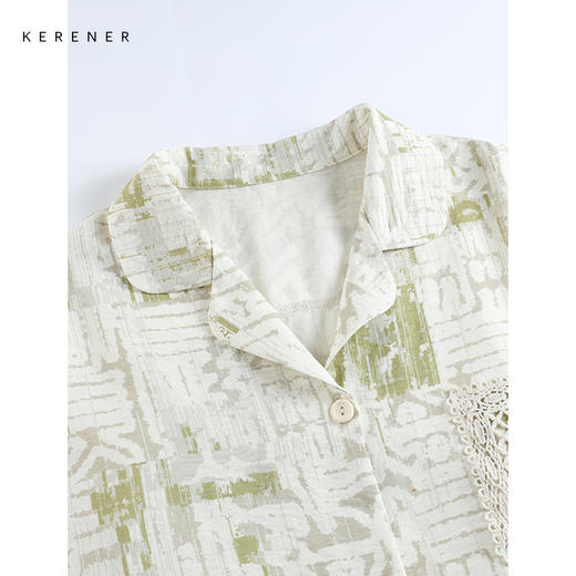 可人儿春秋季带胸垫泡泡绵女士长袖长裤睡衣可外出小众家居服套装 商品图1