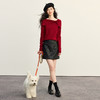 【09/26新品】熙世界蝴蝶结船领红色针织衫女秋冬新款气质小众不撞款氛围感毛衣 商品缩略图4