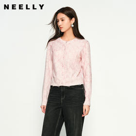 NEELLY纳俪商场同款秋季新款软糯减龄针织开衫女舒适简约毛衣N25094A04622