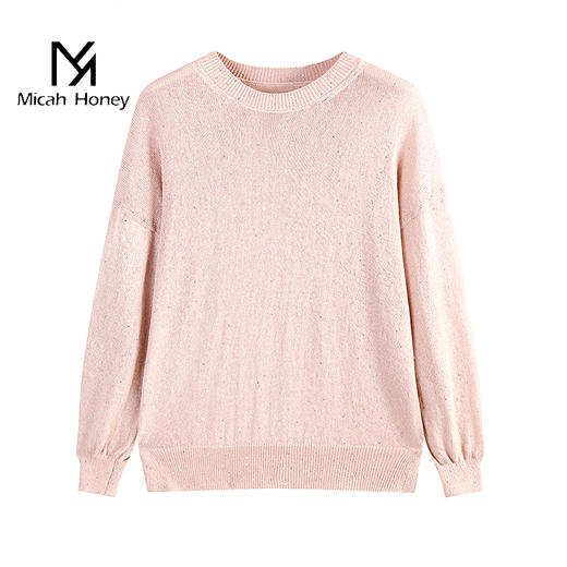 米加蜜慵懒感亮片落肩针织衫 商品图6