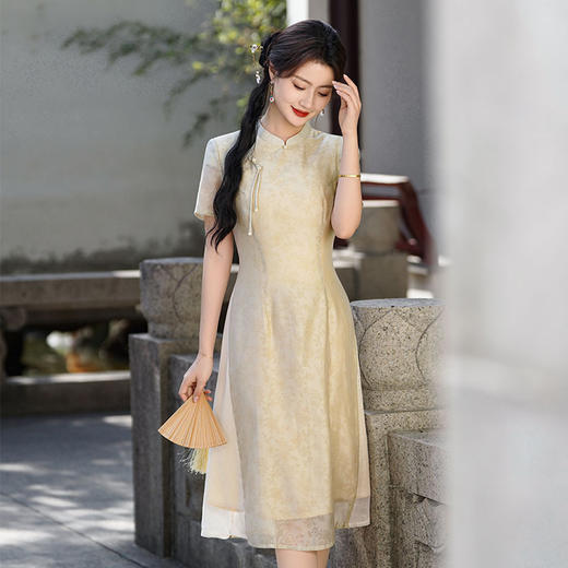 天丝精品新中式旗袍YD06305 商品图0