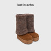 lost in echo2025秋冬新款时尚复古针织拼接堆褶显瘦厚底雪地靴女 商品缩略图0
