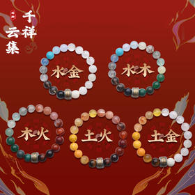 太清水晶玛瑙玉石镀银五行手串