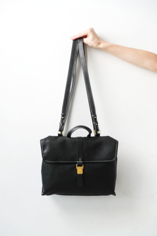 公文包+月牙包一起，大容量中性风复古丹宁牛皮双肩包背包C092360 商品图4