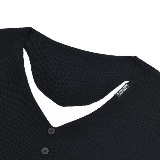 半身缘女装 秋季V领假两件装饰内搭针织打底衫毛衣JL002 商品图7