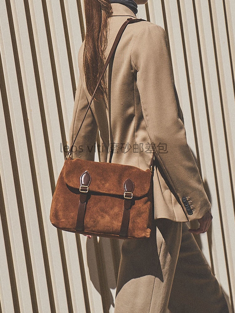 LEOS VITI复古磨砂邮差包  大容量有暗袋 通勤逛街超能装