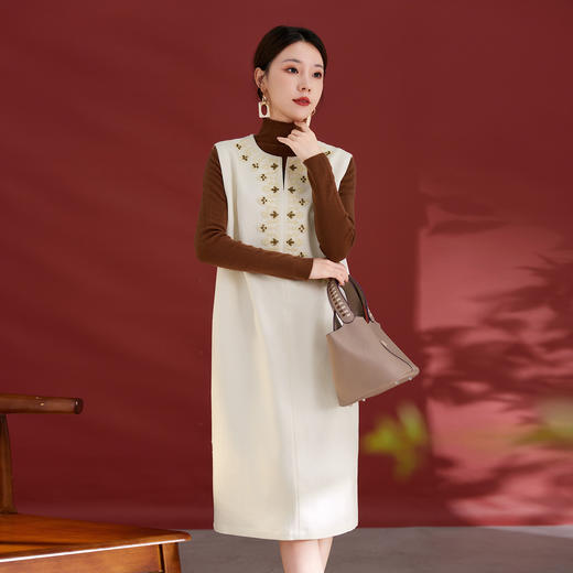 QS羊毛背心连衣裙秋冬新款法式小香风设计感气质裙子女1639 商品图1