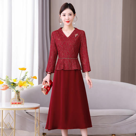 雀说秋季妈妈喜服新中式连衣裙AL6626 商品图0