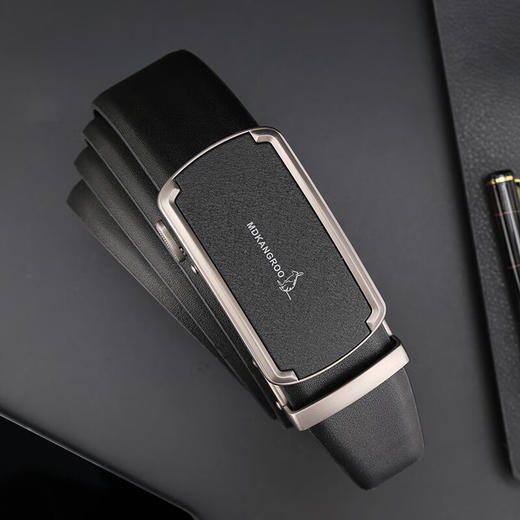 美都袋鼠（MDKANGROO）时尚男士皮带商务腰带情人节纯牛皮实用精致MD310AM204-DA-M2 黑色 带身125cm 商品图1