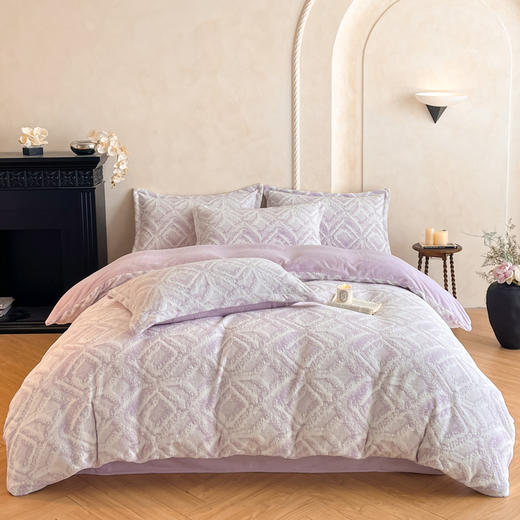 自然醒高克重雕花绒四件套加厚牛奶绒四件套新款珊瑚绒冬季法兰绒床单被套床上用品NH167 商品图1