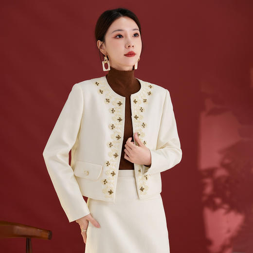 QS秋冬新款羊毛开衫外套设计感门襟百搭日常通勤气质款长袖上衣2737 商品图1