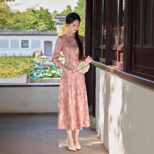 SY2667 2025年新款旗袍秋冬款长款时尚显瘦复古高档连衣裙 商品图1